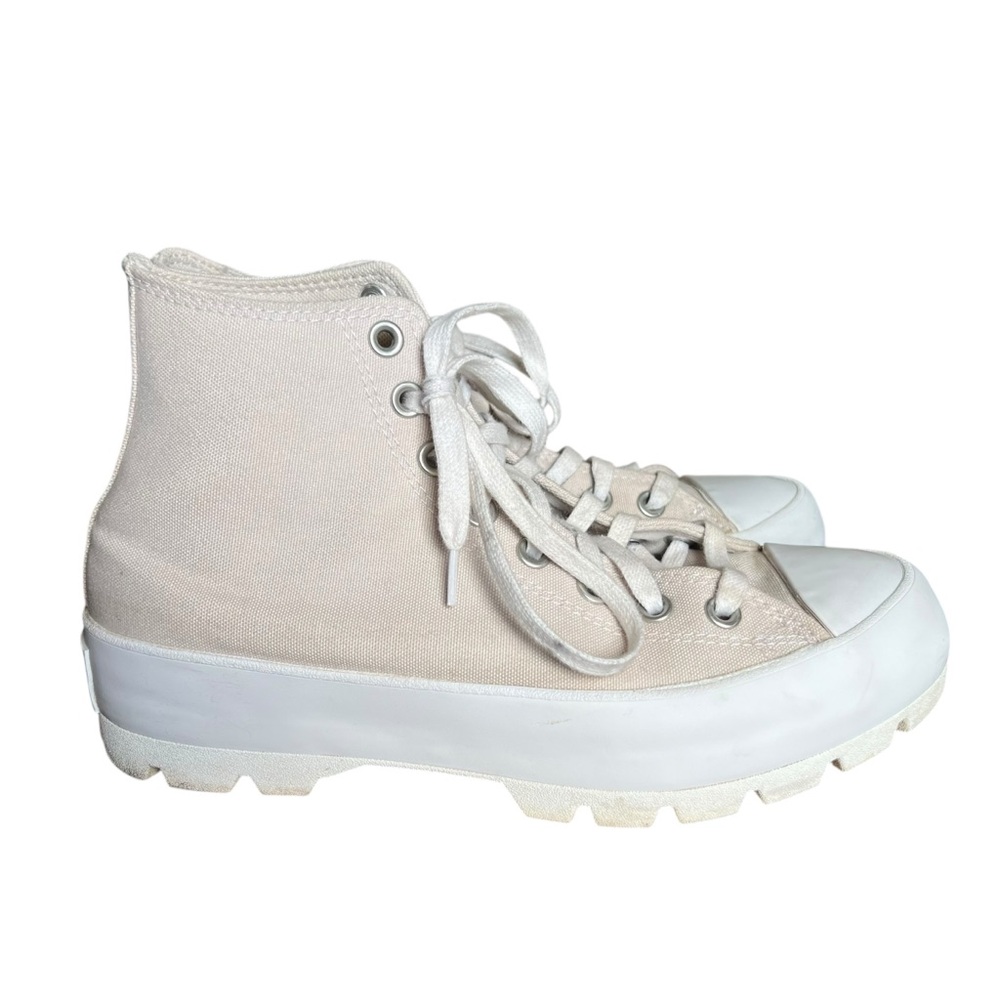 CONVERSE Women’s Cream Tan Platform Chunky Canvas Sneakers Sz 9.5
